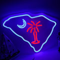 South Carolina Flag Neon Light Sign Palmetto Tree Moon Neon Sign USB Powered for Room Decor S.C. Flag LED wall sign Tree moon Neon Signs Led Neon Light sign for Wall Decor Game Room Man Cave Pub Party Birthday Gifts 15.32*11.6 Inch by sikooruledneonsign