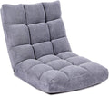 GIANTEX Floor Chairs for Adults, Floor Gaming Chair w/Back Support (Grey) | Coral Velvet, 14 Adjustable Position, Thick Sponge Padding, Floor Seating Lounge for Reading, Watching TV, Meditation by Giantex