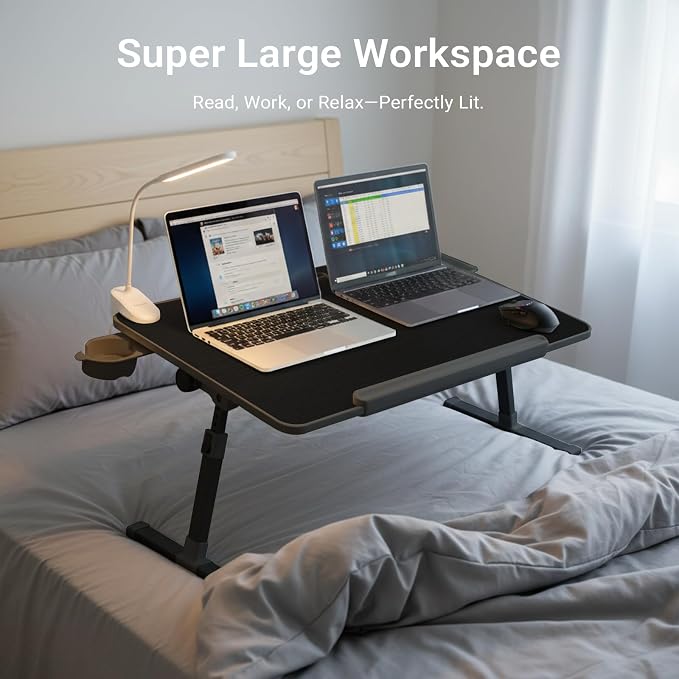 iXTRA Adjustable Laptop Lap Desk with Cooling Fan USB Light for Adults - Image 7