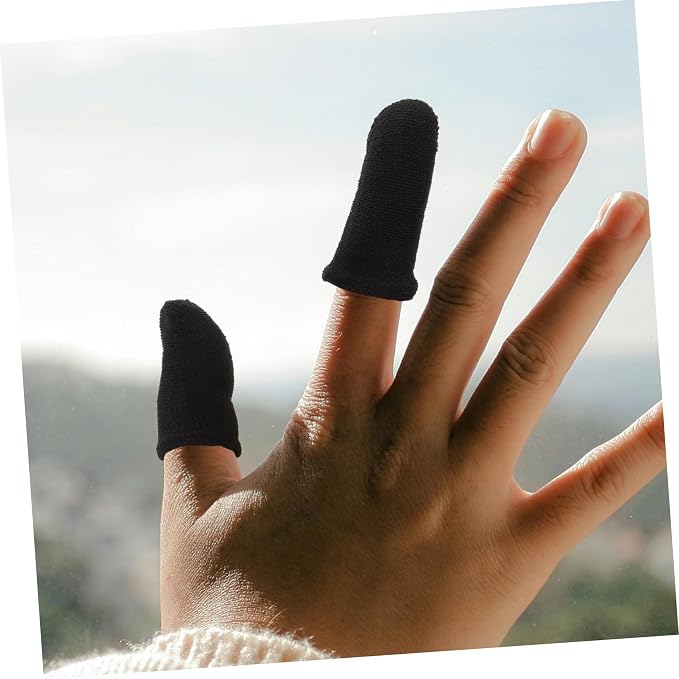 MAGICLULU 10PCS Ultra Thin Breathable Finger Sleeves for Mobile Gaming Sweat-Resistant Gaming Gloves Finger Protectors for Gamers Black Touchscreen - Image 6