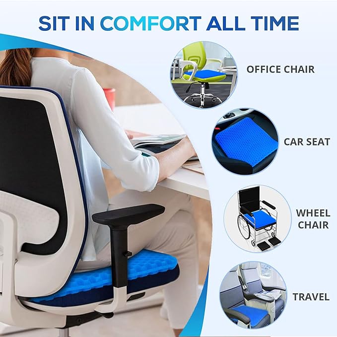 Gel Seat Cushion for Long Sitting Pressure Relief(Super Large&Thick) -Wheelchair Cushion for Pressure Sores - Coccyx,Sciatica & Tailbone Pain Relief Cushion- Non-Slip Butt Pillow for Office, Home, Car - Image 7