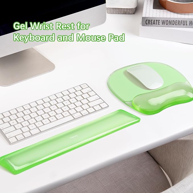 MOSISO Cooling Gel Wrist Rest Support for Mouse Pad&Keyboard Set, Green - Image 7