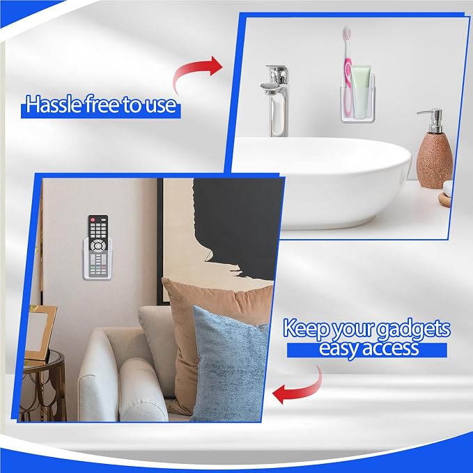 Leinuosen 12 Pcs Remote Control Holder Wall Mount Self Adhesive TV Controller Holder Transparent TV Remote Organizer Wall Pen Organizer for Home Office School Storage Accessories - Image 6
