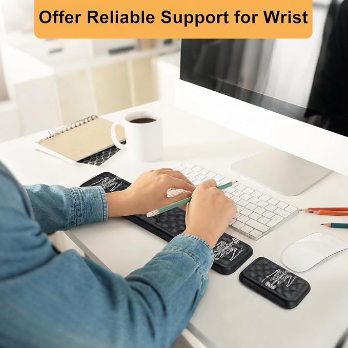 Keyboard Wrist Rest Mouse Wrist Support, Memory Foam Wrist Rest Pad for Computer Laptop, Ergonomic Wrist Cushion Support for Typing Pain Relief, Gaming Home Office, Human Skeleton - Image 5