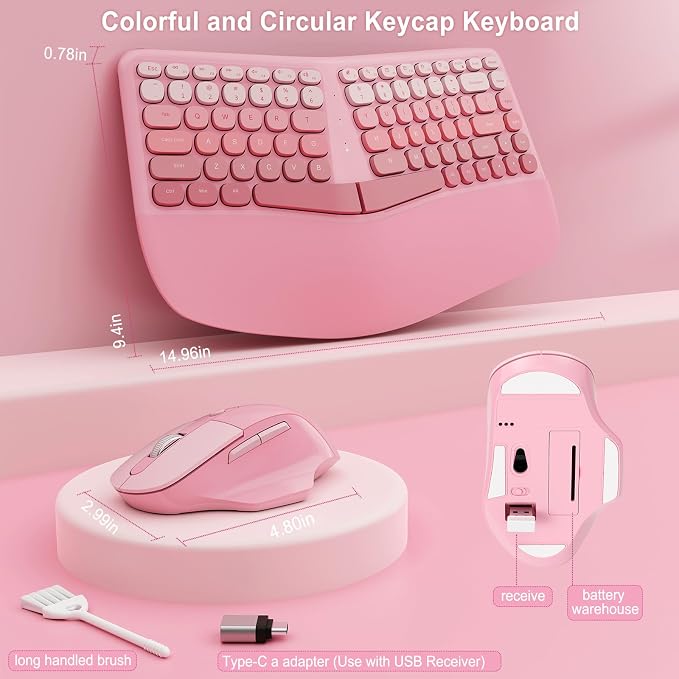 Ergonomic Wireless Keyboard Mouse, Gaming Typewriter Set with Wrist Rest - Image 5