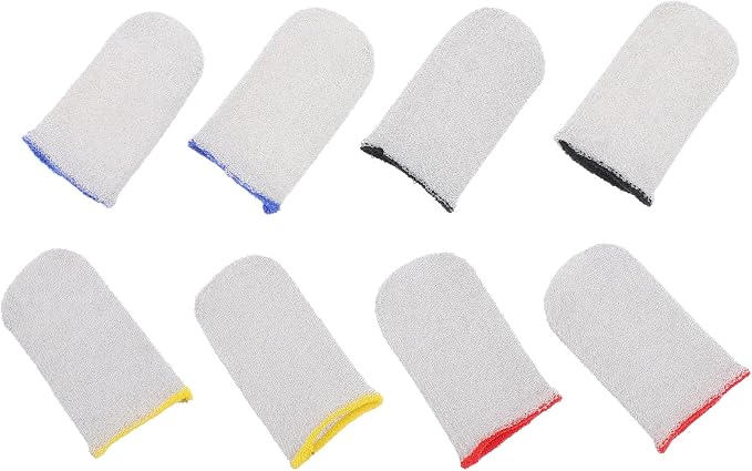 4 Pairs Sweat-Resistant Gaming Finger Sleeves for Mobile and Home Use 24-Needle Fiberglass Finger Covers for Precise Game Control Random Color by Unknown