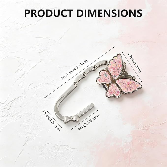 Chedin Pink Under Desk Bag Hook, Adjustable Table Side Hook, No Drill Desk Mount Hanger for Office, Dorm Room, Home - Holds Purses, Backpacks, Headphones, Water Bottles - Image 2