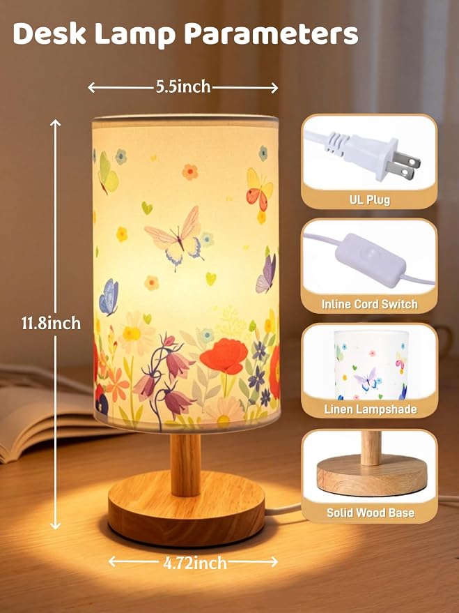 Butterfly Kids Table Lamp,Cute Bedside Lamps for Girls Bedroom Decorations - Image 4