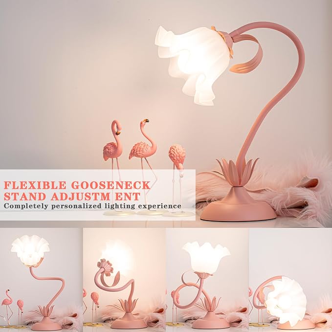WERFOP Flower Desk Lamp Cute Pink Table Lamp for Bedroom Girls Room - Image 4