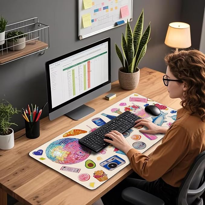 Large Mouse Pad Desk Mat 31.5"x15.7" Non Slip Watercolor Stickers | Extended Mousepad, Non-Slip Rubber Base , Stitched Edges, for Computer/Laptop/Office/Home - Image 3