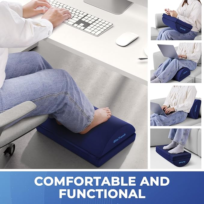 BlissTrends Foot Rest Under Desk, Foot Stool with 2 Adjustable Heights | Comfortable Footrest with Washable Cover for Car,Home and Office to Relieve Back,Lumbar,Knee Pain(X-Large, Blue) - Image 6