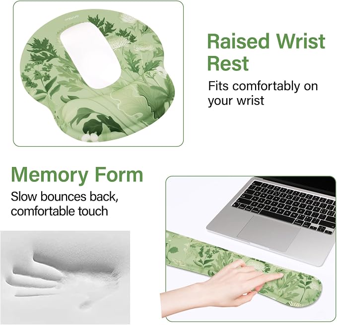 MOSISO Wild Chrysanthemum Wrist Rest Support for Keyboard Mouse Pad Set - Image 4