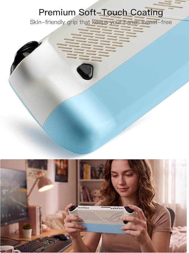 UYIYE Case for ROG Ally X 2024 Anti-Slip Rubber Protective Shell Blue White - Image 5