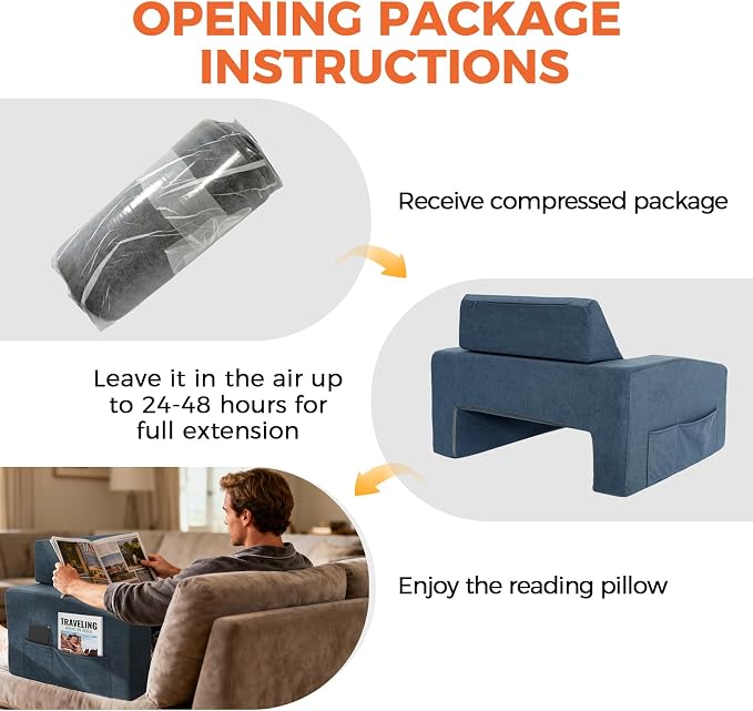 Reading Pillow for Gaming Lap Desk Pillow for Laptop with Pocket Foldable Memory Foam Bed Desk for Reading Working Crocheting Gaming Arm Rest on Bed/Sofa/Floor/Couch/Car (Dark Grey Foldable) - Image 8