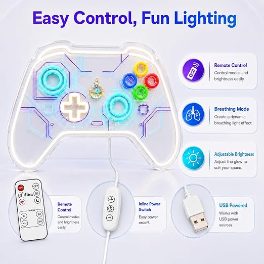 CBGEYZM Gaming Controller Neon Sign: Led Light With Glowing Cyber Core - Image 7