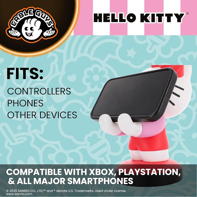Cableguys Hello Kitty Controller Holder & Phone Stand - Gaming Setup Accessories for Desk and Game Room, Controller Stand Compatible with Xbox, PlayStation & Most Standard Game Controllers - Image 5