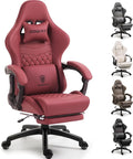 Dowinx Big & Tall Vintage Gaming Chair for Adults, 400 lb Capacity Heavy Duty Ergonomic Computer Chair with Massage Lumbar, Footrest & Easy Side Recline, Red by Dowinx