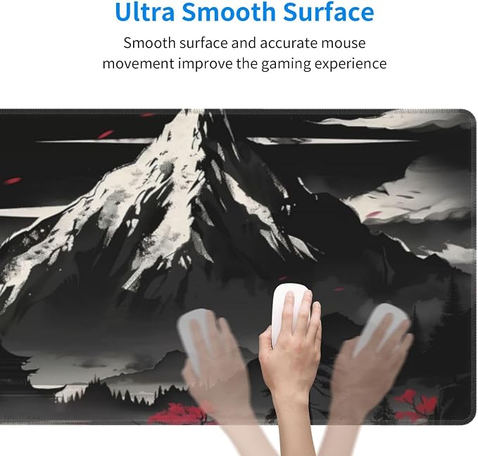 Extended Gaming Mouse Pad, Large Desk Mat XL Anime Mouse Pad Waterproof with Stitched Edges, Non-Slip Desktop Pad for Home and Office, Level Up Your 31.5x11.8 Inch (Snow Mountain) - Image 4
