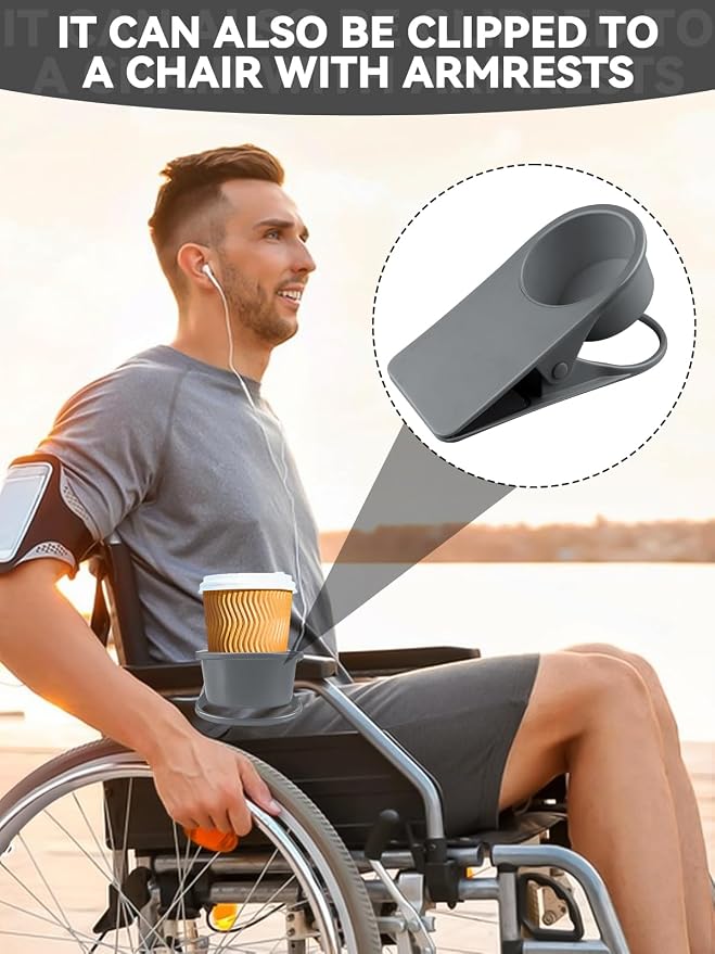 1PCS Clip on Cup Holder for Chair, Kalolary Desk Drink Holder Clamp, Gray - Image 5