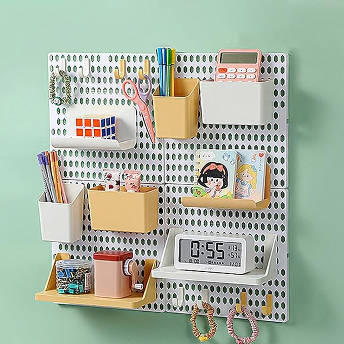 Wall Desk Organizer, Pegboard Stand, Gaming Desk Organizer, Wall Organizer Peg Board, Pegboard Combination Kit for Wall Organizer, Ornaments Display, Kitchen Organization(White) by Unknown