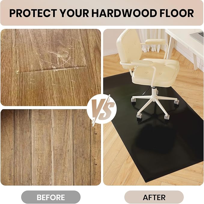 Black Office Chair Mat for Hardwood Floor, 30 x 48 in Desk Floor Protector | Heavy Duty Plastic Floor Mat, Smooth Rolling, Easy to Clean, Protects Wood & Tile Floors, Ideal for Computer & Gaming Chairs - Image 4