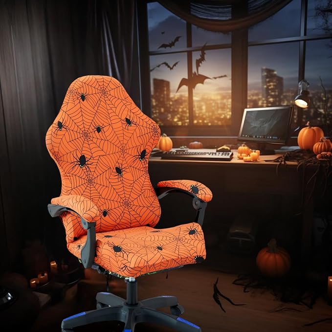 Gaming Chair Covers Slipcovers, Stretch Removable Washable Computer Reclining Gaming Chair Protector Slipcovers with Armrest Cover (No Chairs) (Halloween-Spider Web01) - Image 4