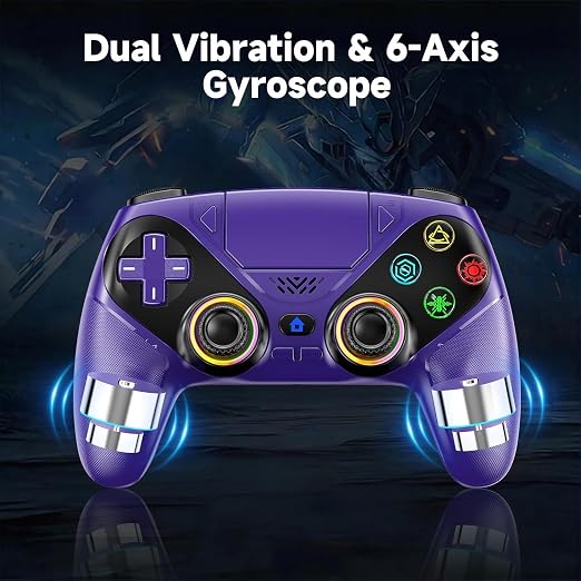 Wireless Controller for PS5/PlayStation 5 & PC, Bluetooth Gamepad with RGB Lighting, Turbo, Programmable Buttons, 6-Axis Motion Sensor, 3.5mm Audio Jack, 1000mAh Battery - Image 6