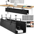 No Drill Large Under Desk Cable Management Tray, Fabric Cord Hider for Wire Organizer, Clamp/Screw Mount Cord Organizer, Standing Desk Cable Management for Office Home (Large (36 Inch)) by Uawsyut