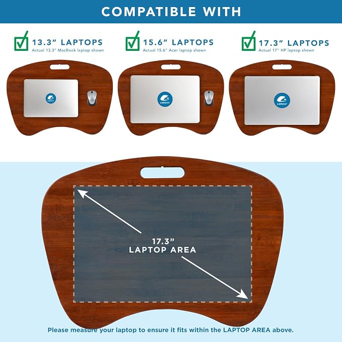 ROSSIE Home XL Bamboo Lap Desk – Chestnut, Fits 17.3” Laptops - Image 3