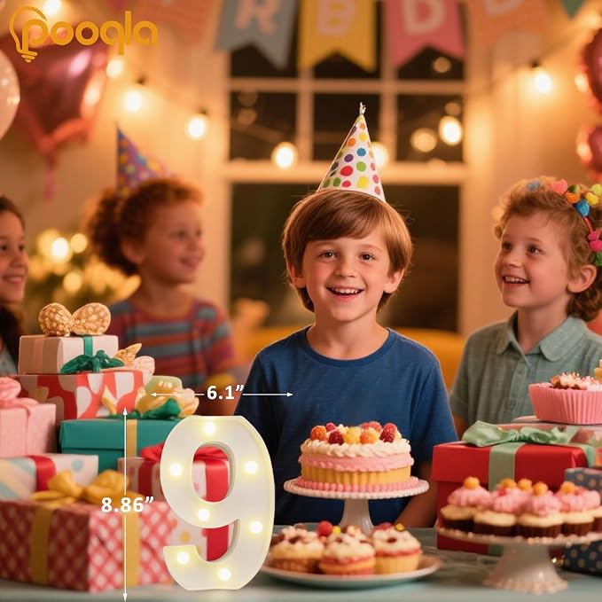 Pooqla Colorful Lighted Numbers with Remote, 35 Colors Light Up Numbers for Party, RGB LED Marquee Number Lights Gift for 9th Birthday Decorations, Wedding, Bar, Night Light, Home Decor, Number 9 - Image 5