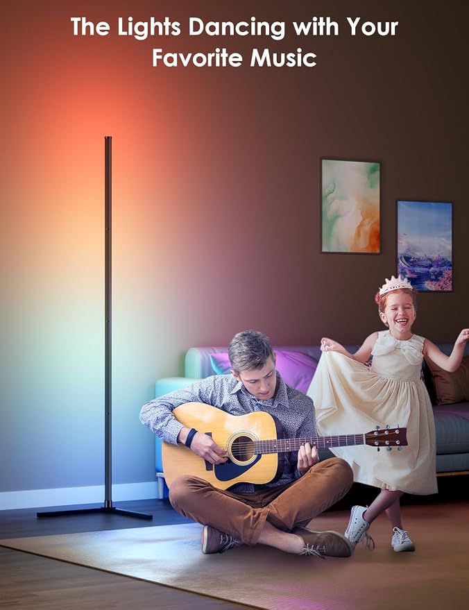 RGB Corner Floor Lamp, 64.5" RGB Color Changing Led Floor Lamp for Living Room APP and Remote Modern Light Bar with Music Sync and 16 Million Colors Dimmable Ambient Lighting for Bedroom - Image 3