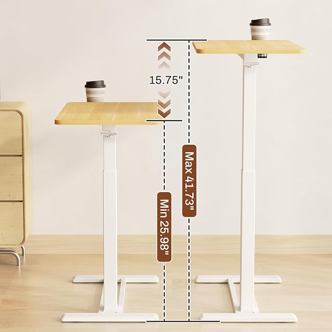 FLEXISPOT 28" Mobile Standing Desk Pneumatic Lift Computer Workstations - Image 8