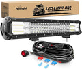 Nilight LED Light Bar 20Inch 288W Flood Spot Combo 28800LM Off Road Driving Lighting with Wiring Harness for Trucks Tractor Trailer Pickup Golf Cart SUV ATV UTV 4x4 Van Camper by Nilight