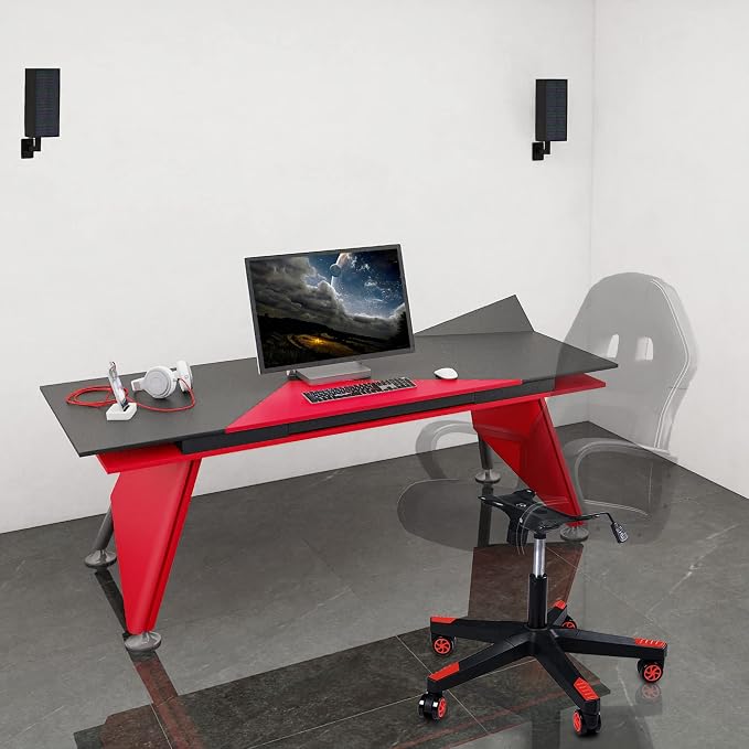 Frassie 28" Gaming Chair Base Replacement Set with Plate, Cylinder, Wheels | Heavy Duty Nylon Gamer Chair Base Replace Kit with 5 Casters Red - Image 2