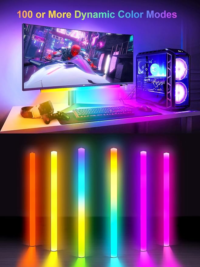 KANTUTOE Under Monitor Light Bar, App and Remote Control Gaming Ambient Lights,Music Sync Color Changing, 16 Million Colors, Timing, USB Powered RGB Light Bar for Monitor/TV/PC Back (2pcs) - Image 2