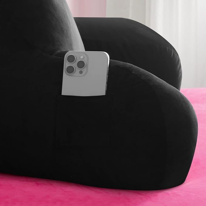 Juicy Couture Velour Backrest Pillow with Rhinestone Juicy Logo - 30"x17", Black Supportive Bed Rest Pillow for Reading, Gaming, or Relaxing - Image 7