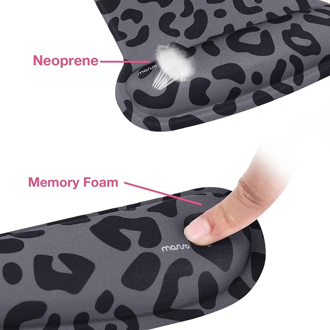 MOSISO Leopard Grain Wrist Rest Support for Mouse Pad&Keyboard Set, Black - Image 5