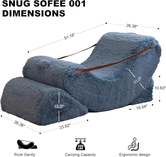 Quiet Rocking Chair, 3-in-1 Adjustable Boneless Floor Recliner for Adults | Zero Gravity Comfort as a Rocker, Chaise Lounger or Floor Seat, with Faux Fur Washable Cover for Reading, Nursing or Gaming - Image 2
