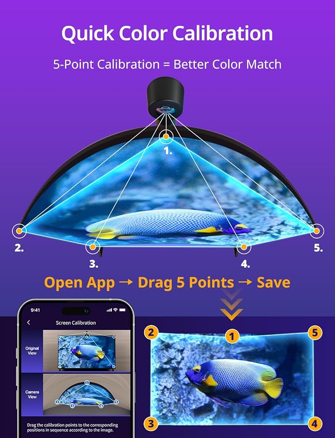 Ailofy TV Backlight with Camera for 40-50" TVs, 7.87ft LED Strip Lights, Real-Time Full-Screen Sync for Movies, Gaming & Music, Smart Bias Lighting, Works with Alexa & Google Assistant, App Control - Image 8