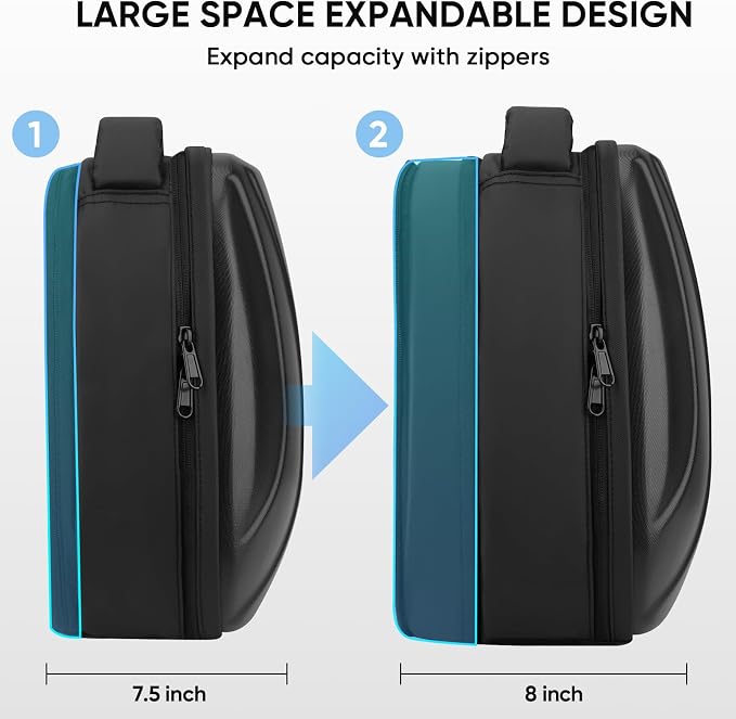 BnLnHOGVR Carrying Case for Meta Quest 3S/Quest 3/Quest 2/Pimax Dream Air VR Headset, Controller, BOBOVR S3 Pro/Kiwi Design Head Strap, Hard Sling Travel Bag for Extra Accessories with Lens Cover - Image 7