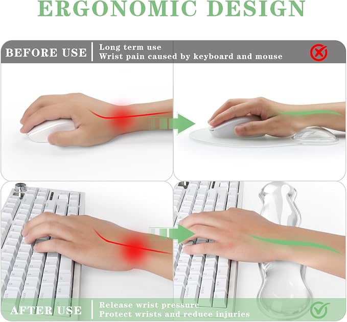 Gel Wrist Rest for Keyboard and Mouse Pad Set - Clear White - Image 7