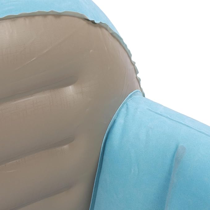 Aramox Inflatable Reading Pillow PVC Velvet Inflatable Lap Desk with 3 Inflation Ports Height Foldable Support for Working Gaming Writing in Bed Sofa Travel (Blue) - Image 7