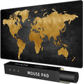 Rinaze Mouse Pad Desk Mat, Multifunctional Large Gaming Mousepad, Office Desk Pad with Washable Durable Design, Keyboard Pad in Black World Map by Rinaze