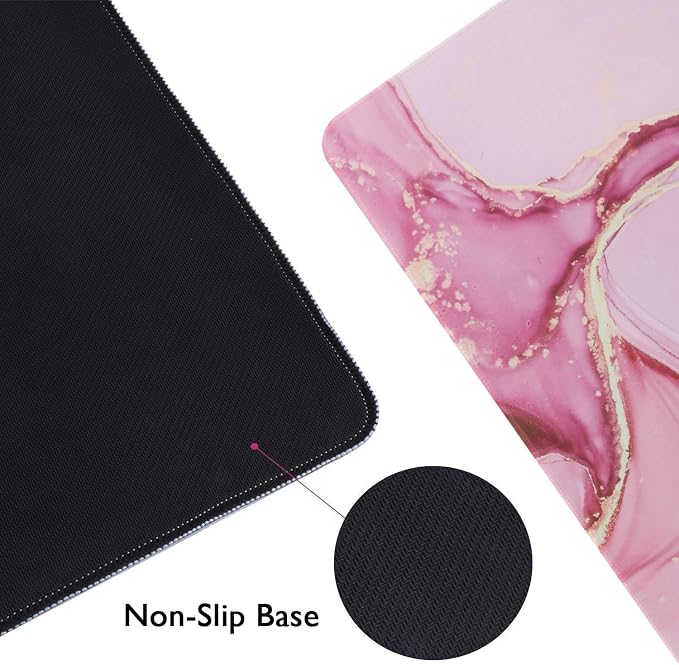 iCasso Extended Gaming Mouse Pad 35.4x15.7in Desk Pad,Glitter Marble | Non-Slip Rubber Base Mousepad with Stitched Edges, Waterproof Keyboard Mouse Mat Desk Pad for Work Office Game Home, - Image 2