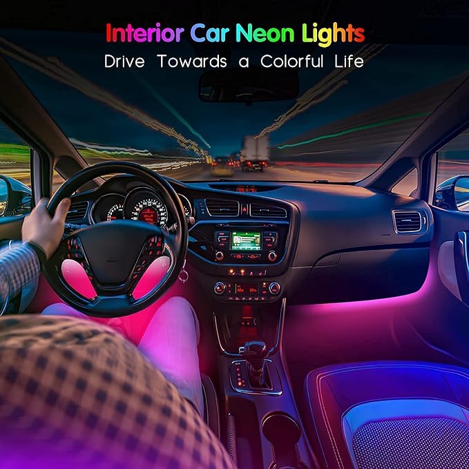 4PCS 48 LED Car Interior Lights, RGB Under Dash Lighting Kit - Image 3