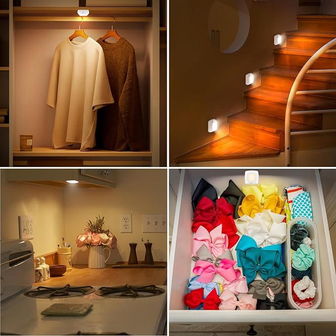 BIGMONAT Motion Sensor Tap Light,Battery Operated Push Lighting, Wireless Puck Lights, Stick-Anywhere Under Cabinet Counter Lights,Easy to Install for Stair/Kitchen/Hallway（White, 6Pack - Image 5