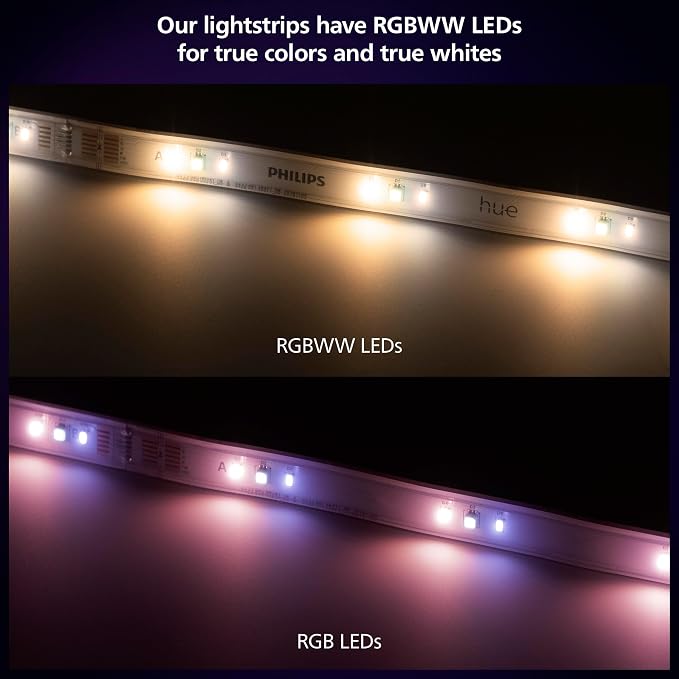 PHILIPS Hue Indoor 10 Ft Smart RGBWW LED Solo Lightstrip Base Kit, 1 Pack, Control with Hue App, LED Strip Lights Compatible with Alexa, Google Assistant and Apple HomeKit - Image 4
