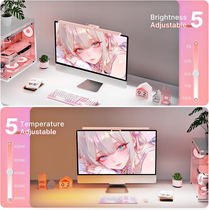 Syrinx Monitor Light Bar for Home Office & Gaming, Eye-Caring Computer Monitor Lamp, No Glare Screen Light, CRI95+, Stepless Brightness & Color Temp Adjustment, USB Powered, for Flat & Curved Monitors - Image 3