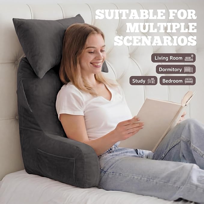 Reading Pillow for Bed,Back Pillow for Bed Sitting Up,Lumbar Support Pillow - Image 3