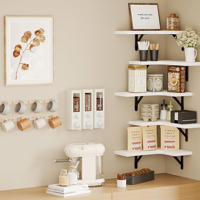 Fixwal Conner Shelves Wall Mounted for Decor, White Set of 5 - Image 7